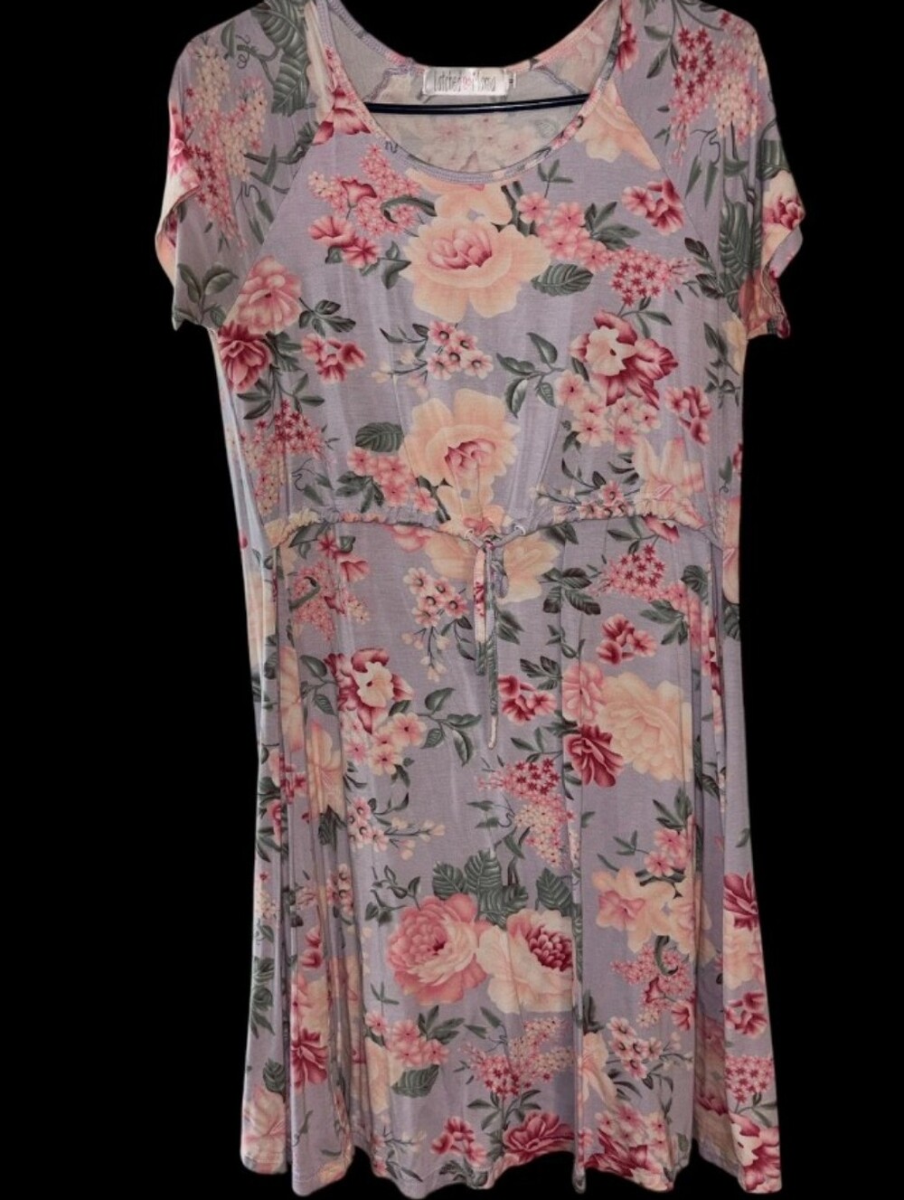 Latched Mama Cotton Lavender Floral Tie-Front Midi Dress